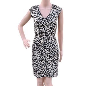 H&M Leopard Bodycon Sheath Vneck flutter cap sleeve dress